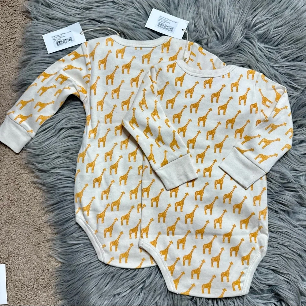Elefant tales yellow & gray animal print onesies - NWT